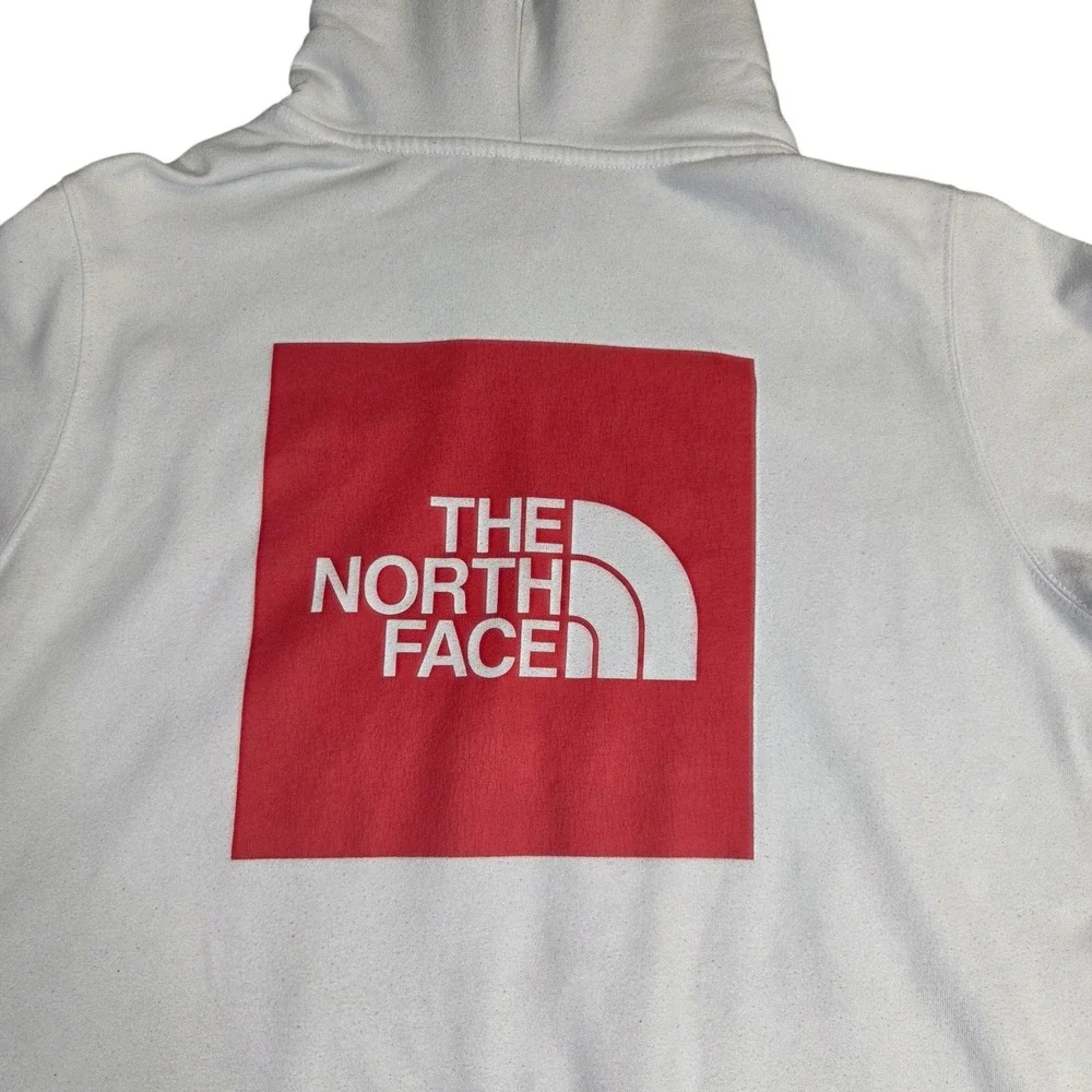 The North Face White and Red Hoodie Large Big Logo‎ Warm Cozy  Winter Outdoor